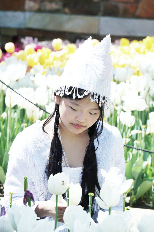 New Arrival Hmong Traditional Princess/Queen Hat in White