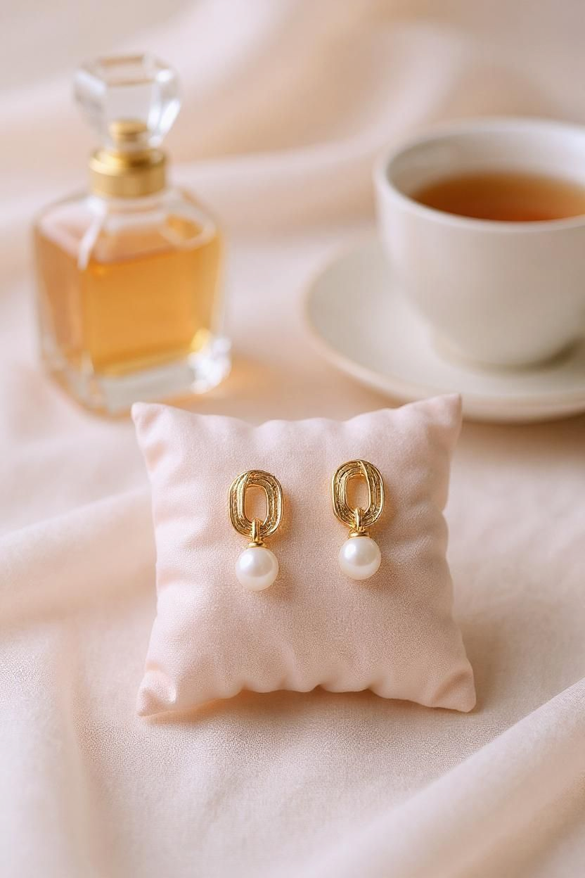 Lustre Drop Pearl Baroque Stud Dangle Earrings