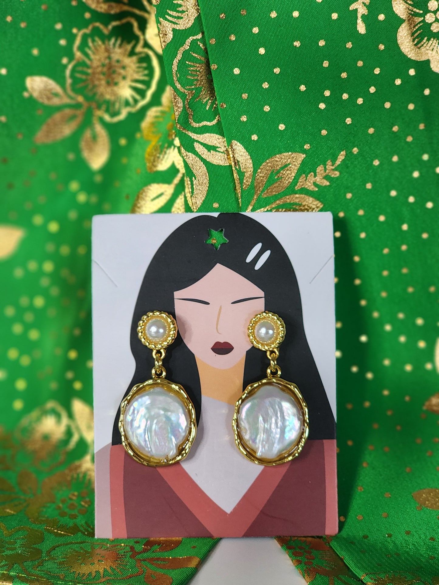 Moon Tide Natural Pearl Baroque Stud Dangle Earrings