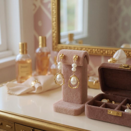 Luna Luxe Gold Pearl Drop Earrings