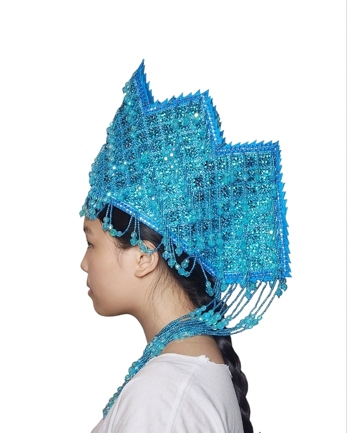 Hmong Traditional Princess/Queen Hat | Teal