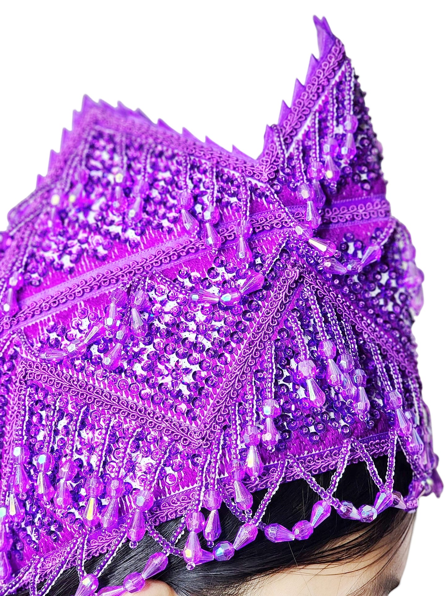 Hmong Traditional Princess/Queen Hat |Purple Thread