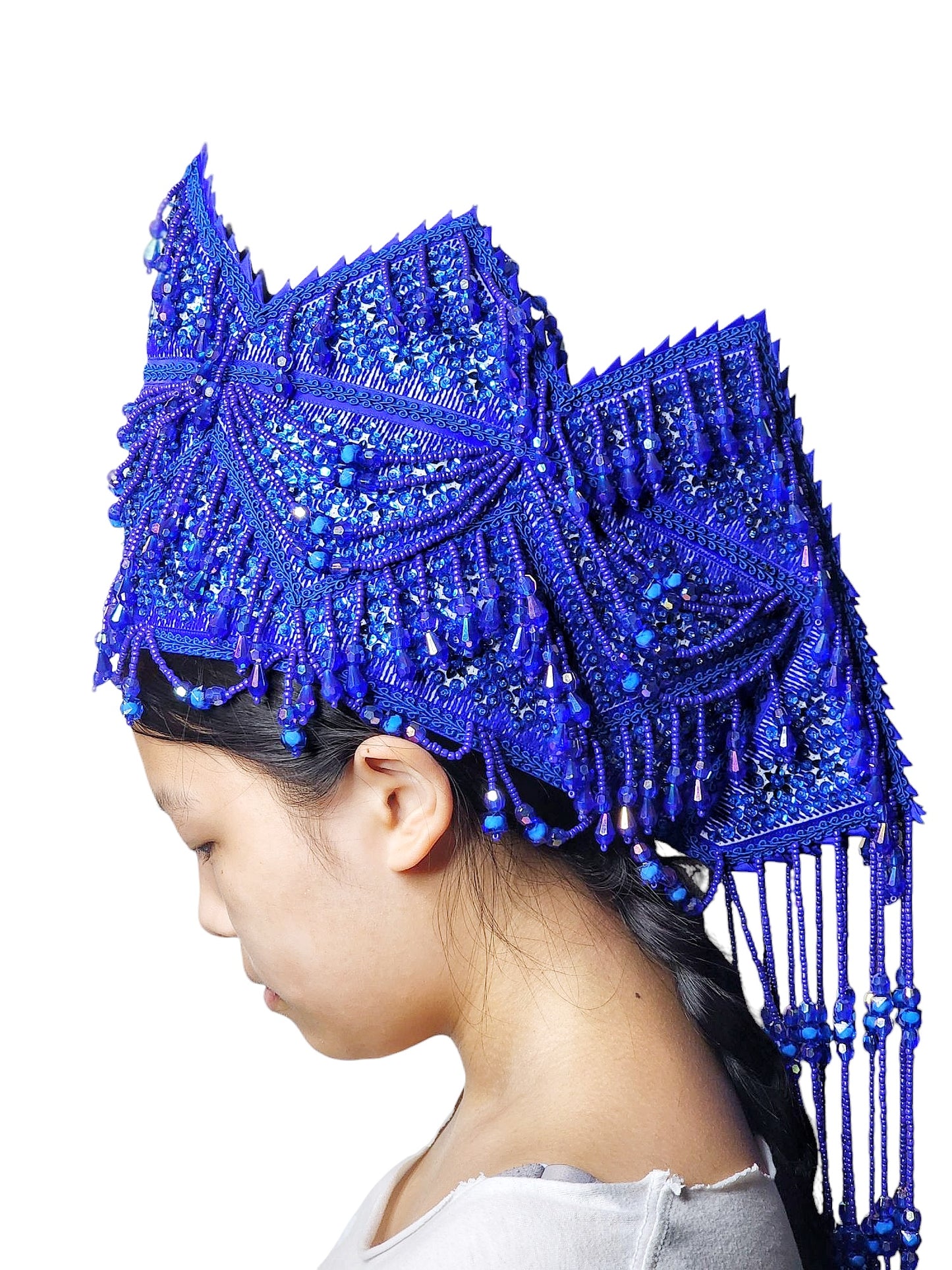 Hmong Traditional Princess/Queen Hat | Blue