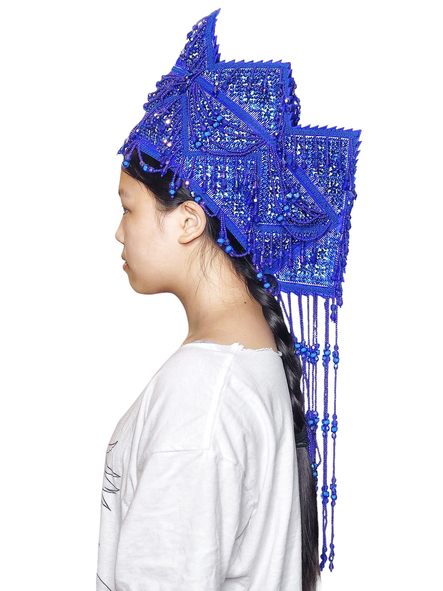 Hmong Traditional Princess/Queen Hat | Blue