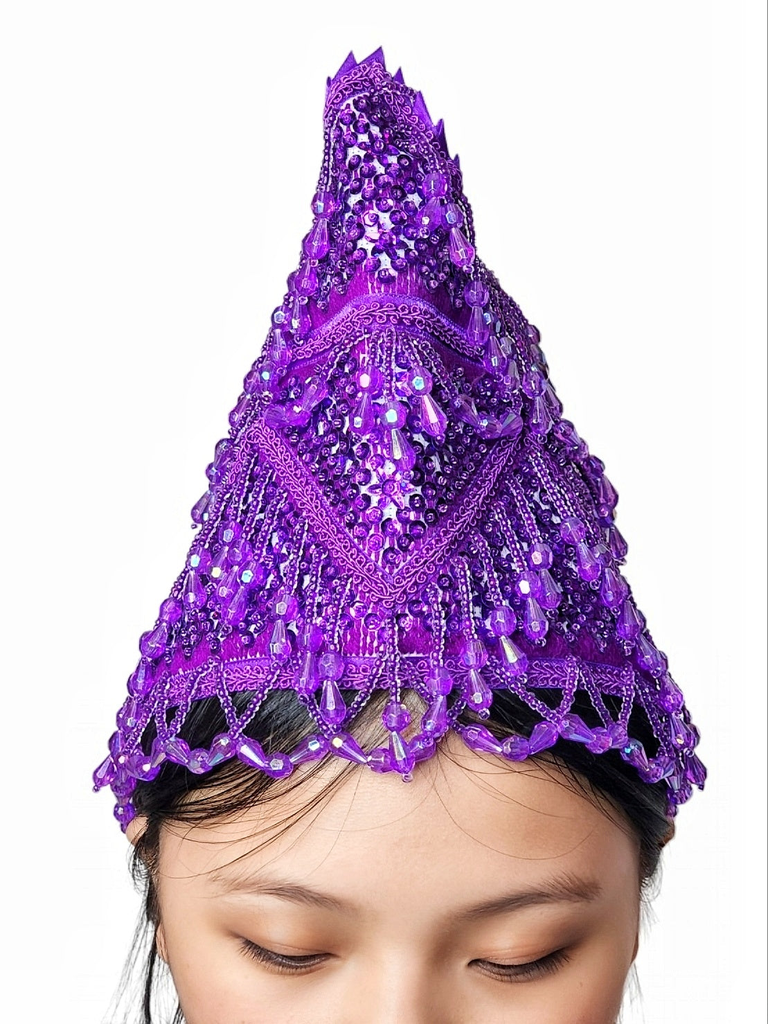 Hmong Traditional Princess/Queen Hat |Purple Thread