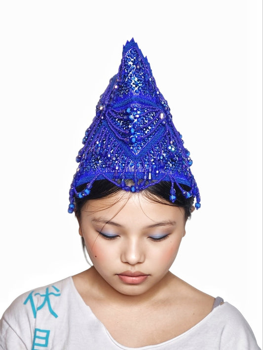 Hmong Traditional Princess/Queen Hat | Blue