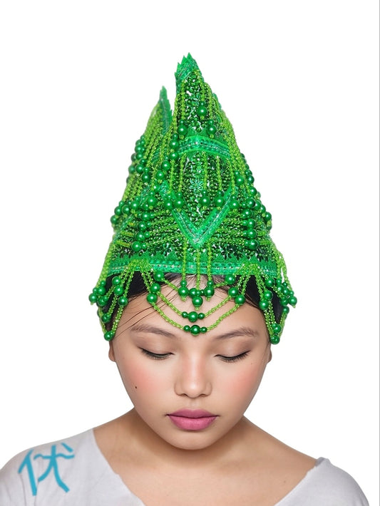 Hmong Traditional Princess/Queen Hat ♡ Green