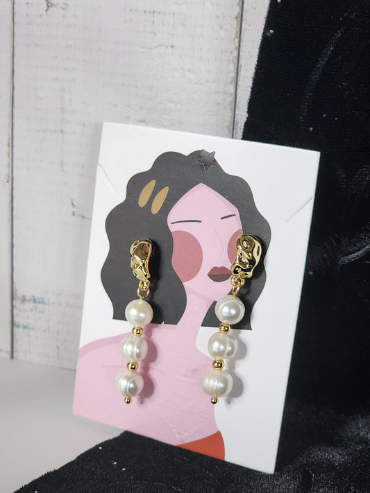 Starlit Drop Natural Pearl Dangel Earrings