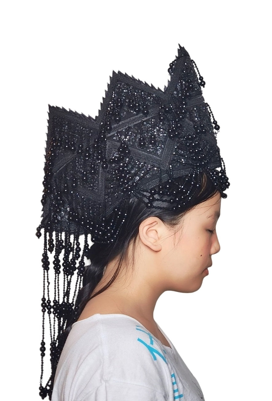 Hmong Traditional Princess/Queen Hat | Black
