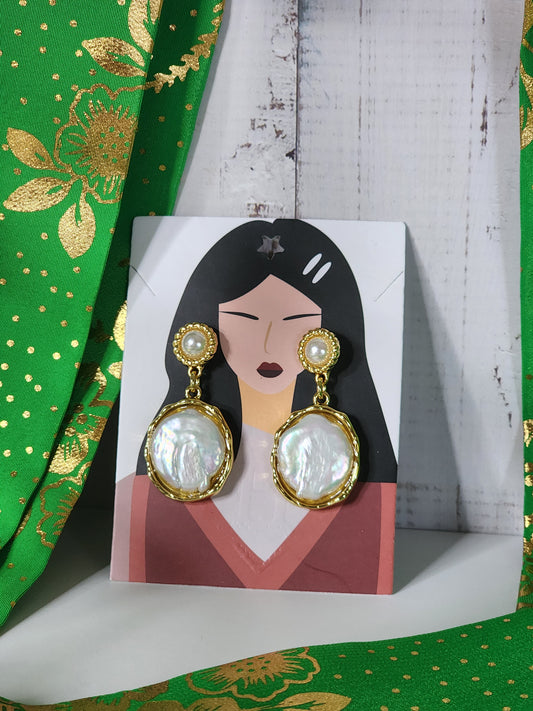 Moon Tide Natural Pearl Baroque Stud Dangle Earrings