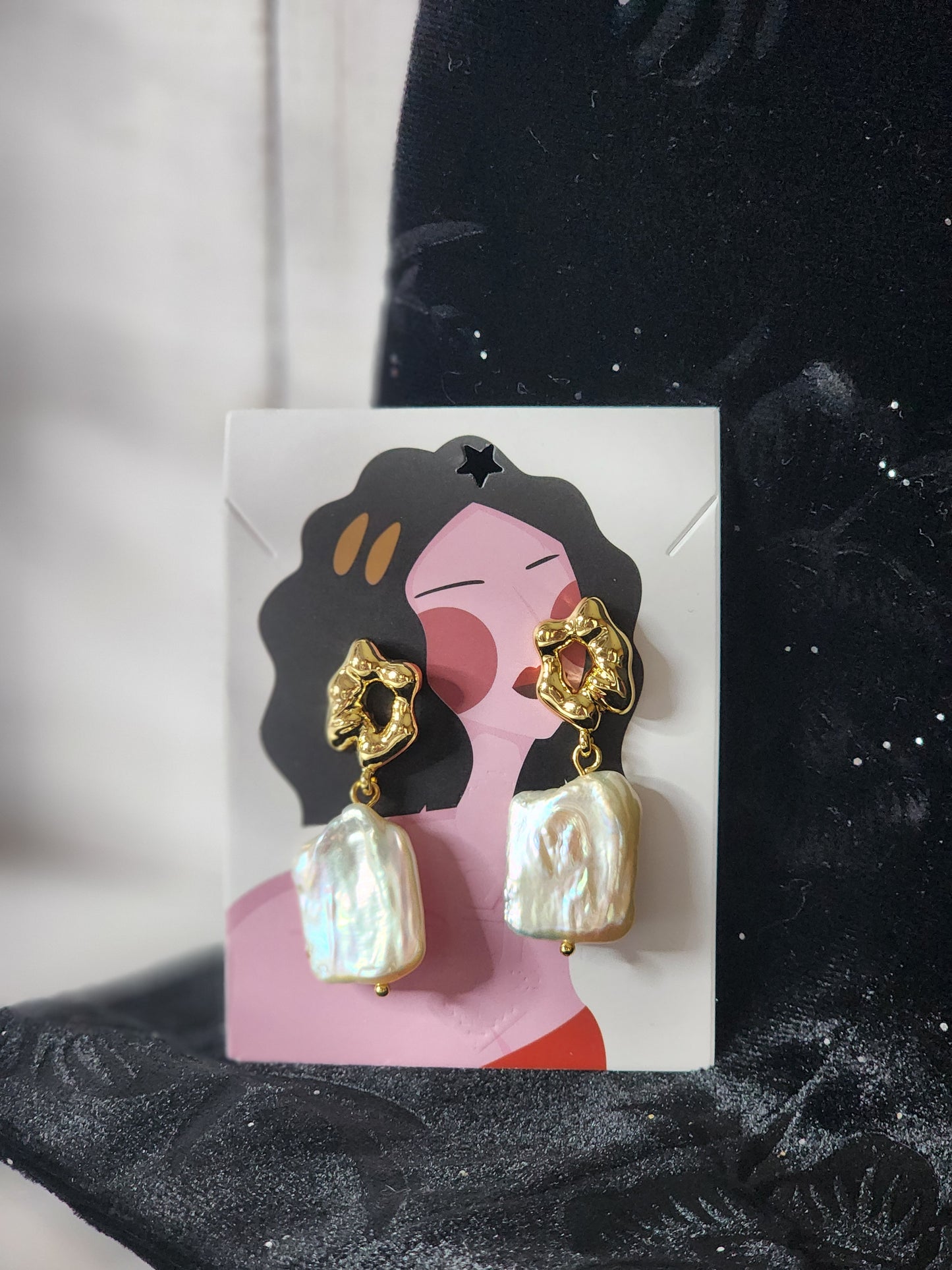Ocean Whispers Natural Pearl Baroque Stud Dangle Earrings