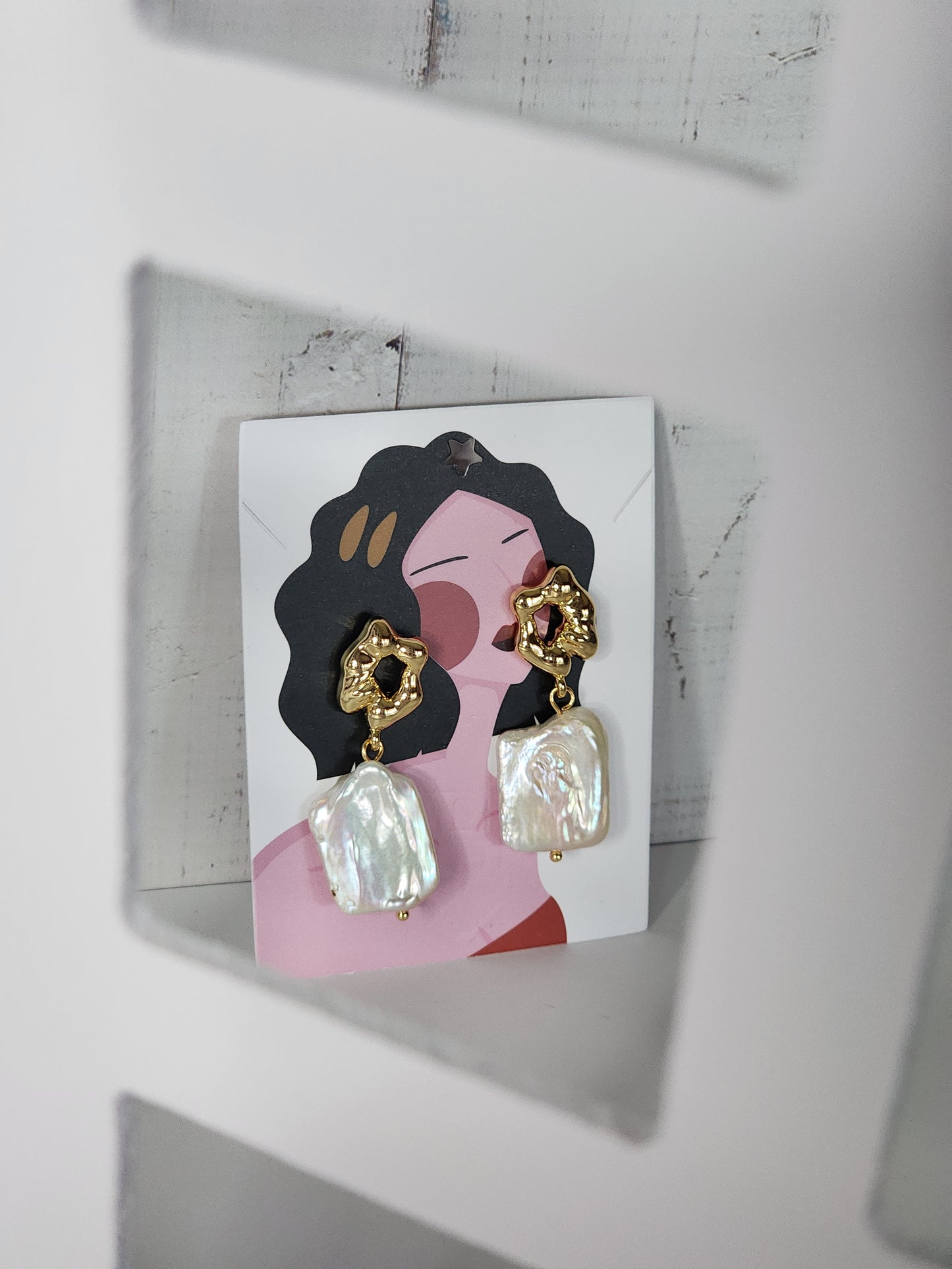 Ocean Whispers Natural Pearl Baroque Stud Dangle Earrings