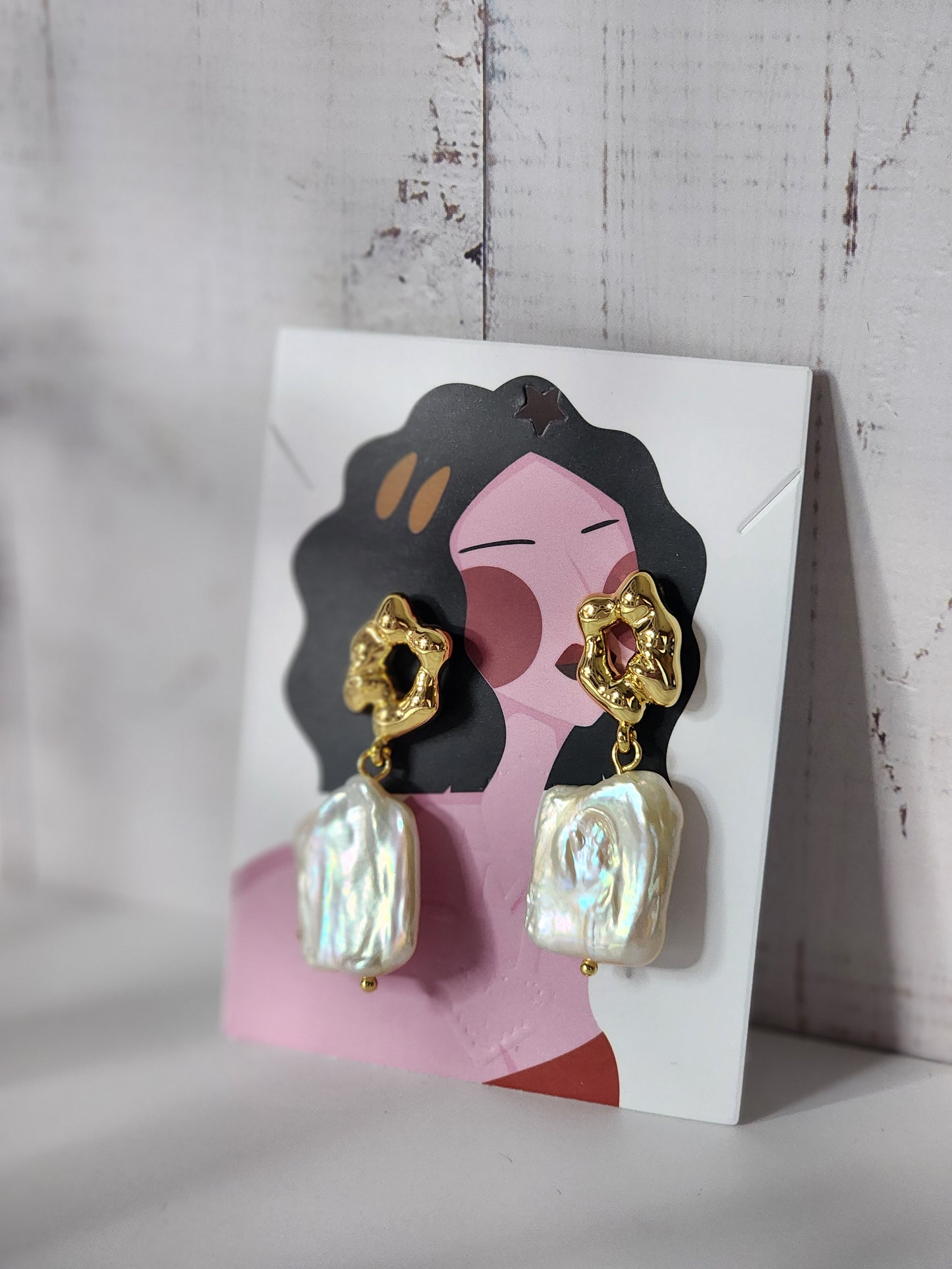 Ocean Whispers Natural Pearl Baroque Stud Dangle Earrings