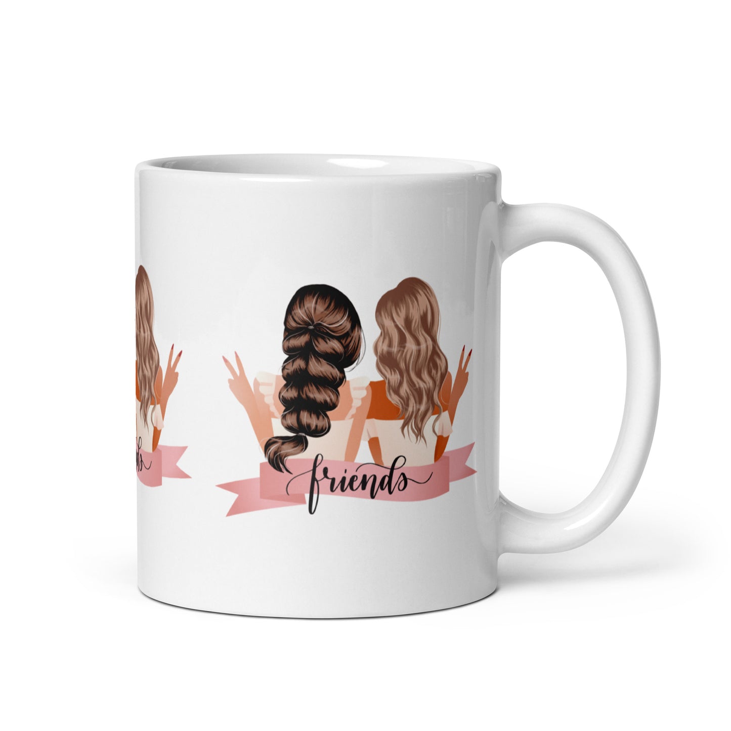 Friendship in Every Sip: White Glossy Mug