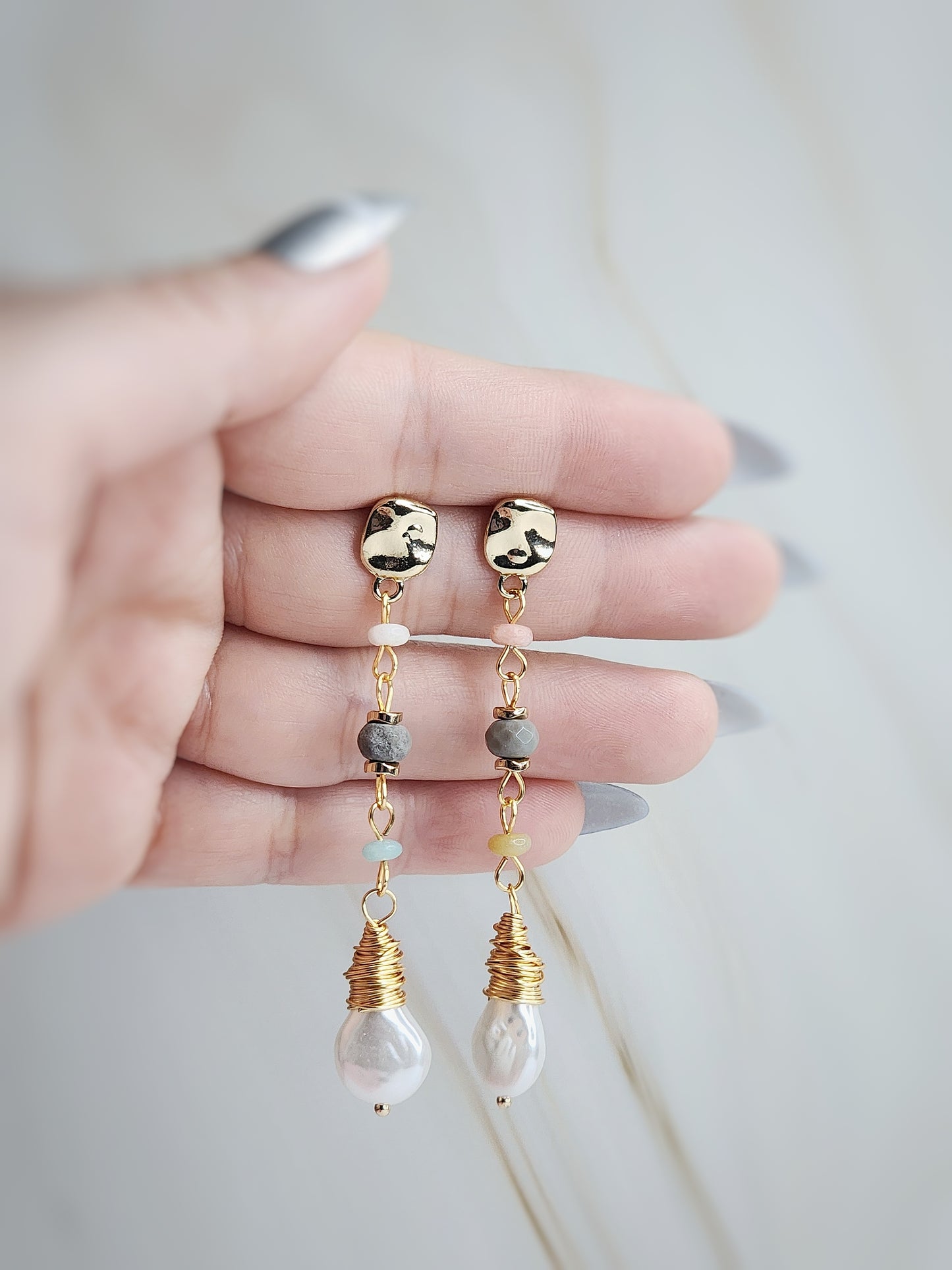 Golden Stone Elegance Earrings