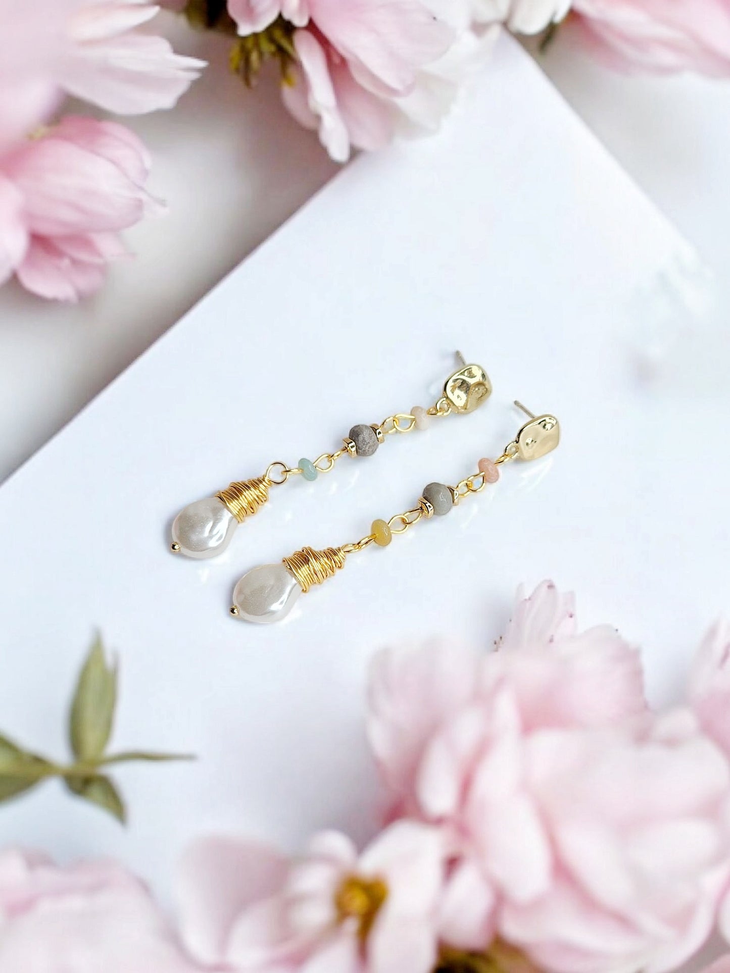 Golden Stone Elegance Earrings