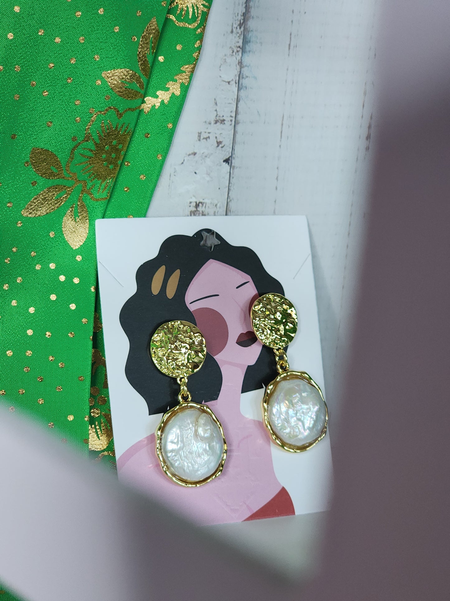 Halo Natural Pearl Baroque Stud Dangle Earrings