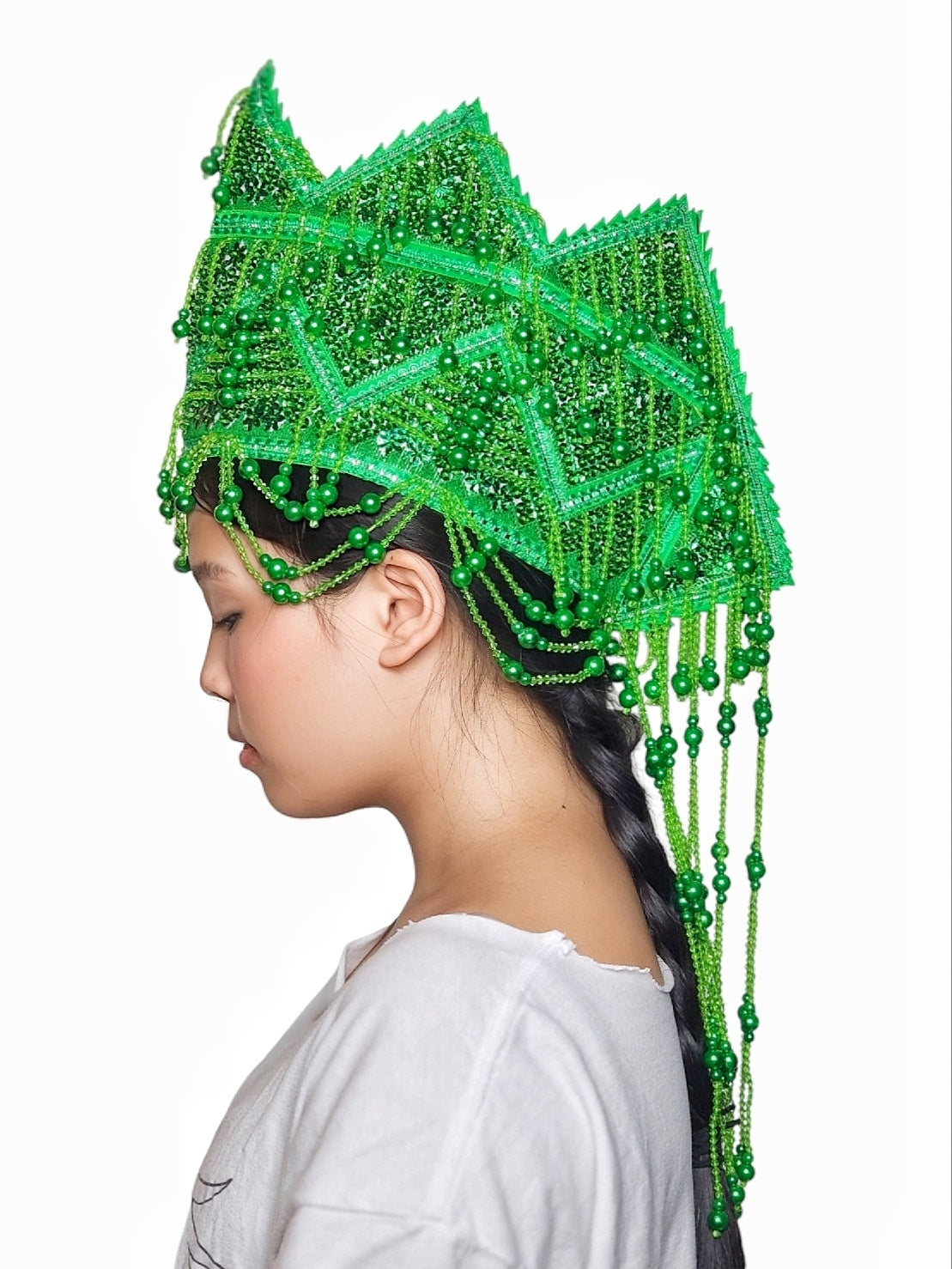 Hmong Traditional Princess/Queen Hat ♡ Green