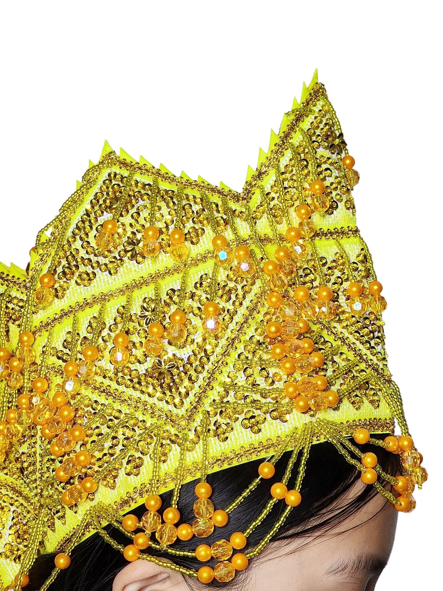 Hmong Traditional Princess/Queen Hat |Yellow-Gold