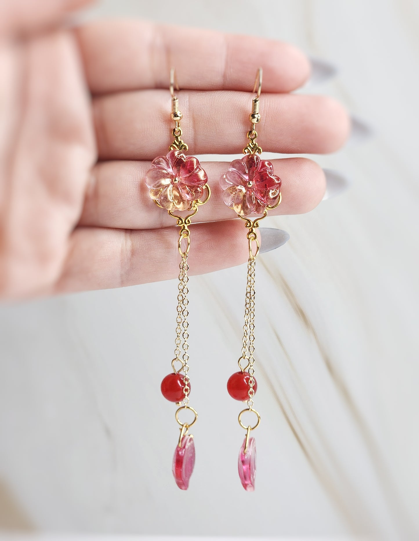 Oriental Grace Drop Beaded Earrings