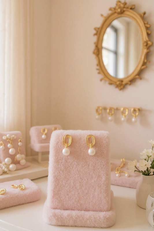 Lustre Drop Pearl Baroque Stud Dangle Earrings