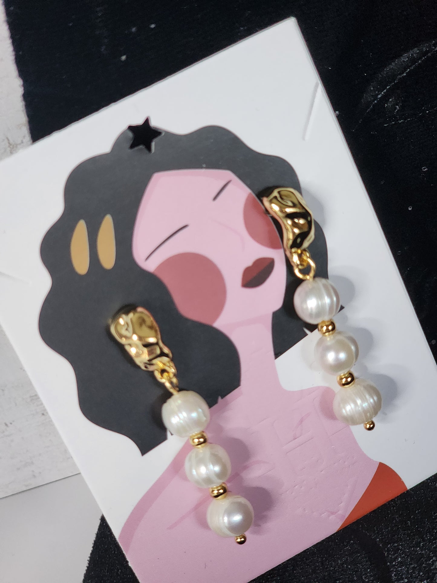 Starlit Drop Natural Pearl Dangel Earrings