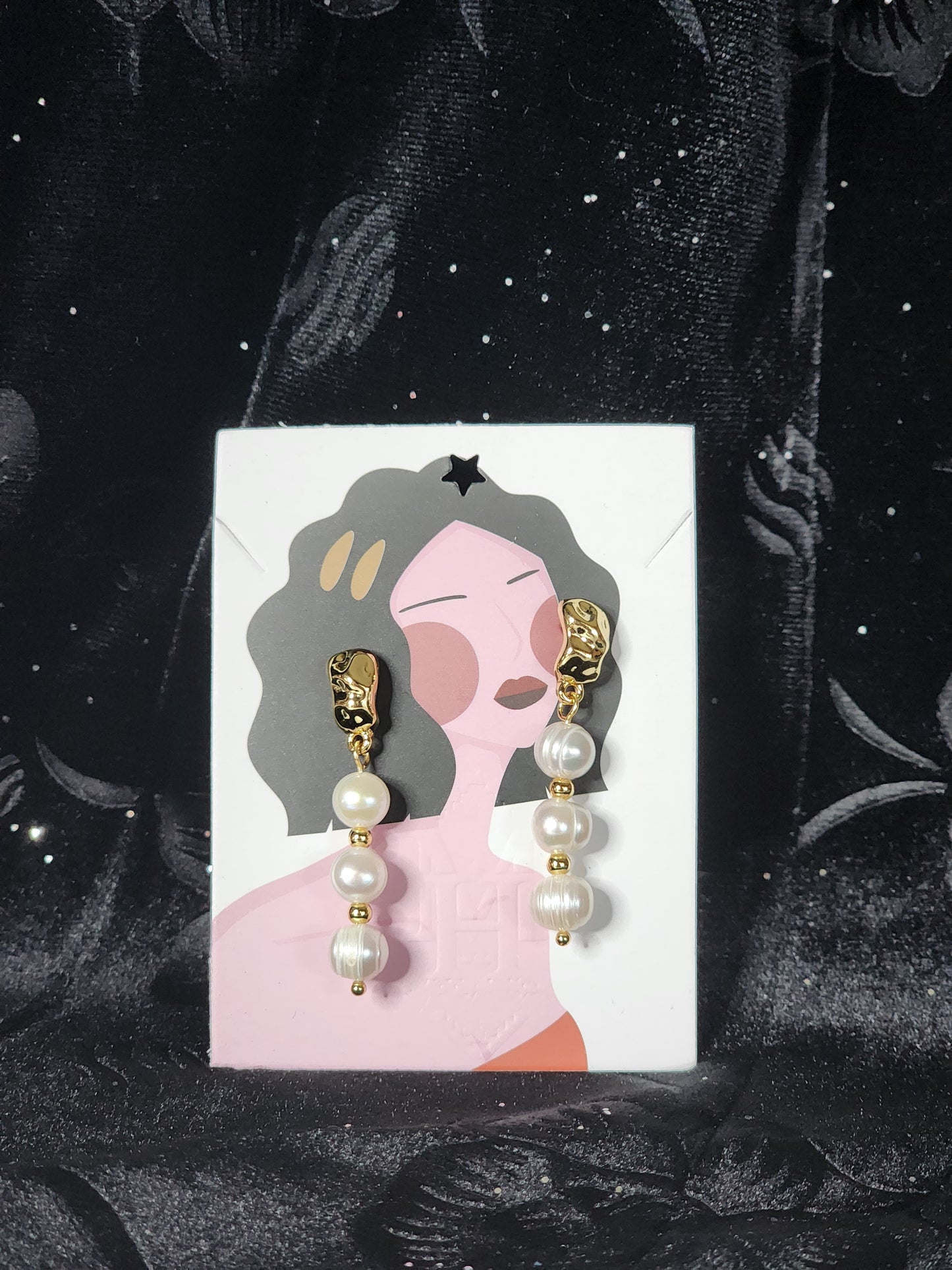 Starlit Drop Natural Pearl Dangel Earrings