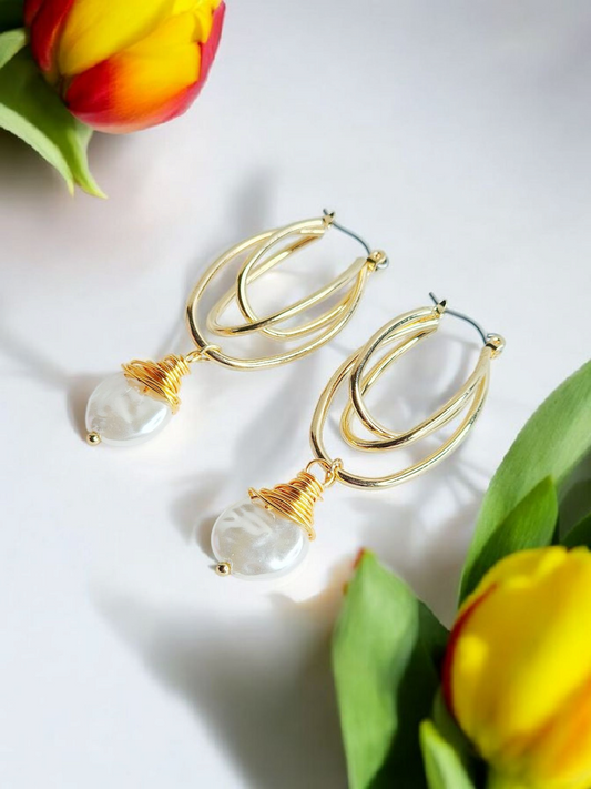 Geo Pearl Elegance Earrings