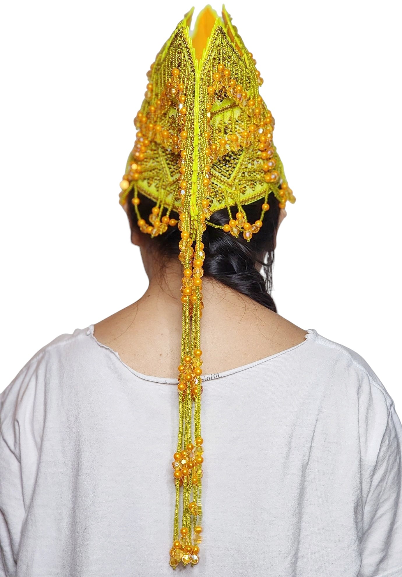 Hmong Traditional Princess/Queen Hat |Yellow-Gold