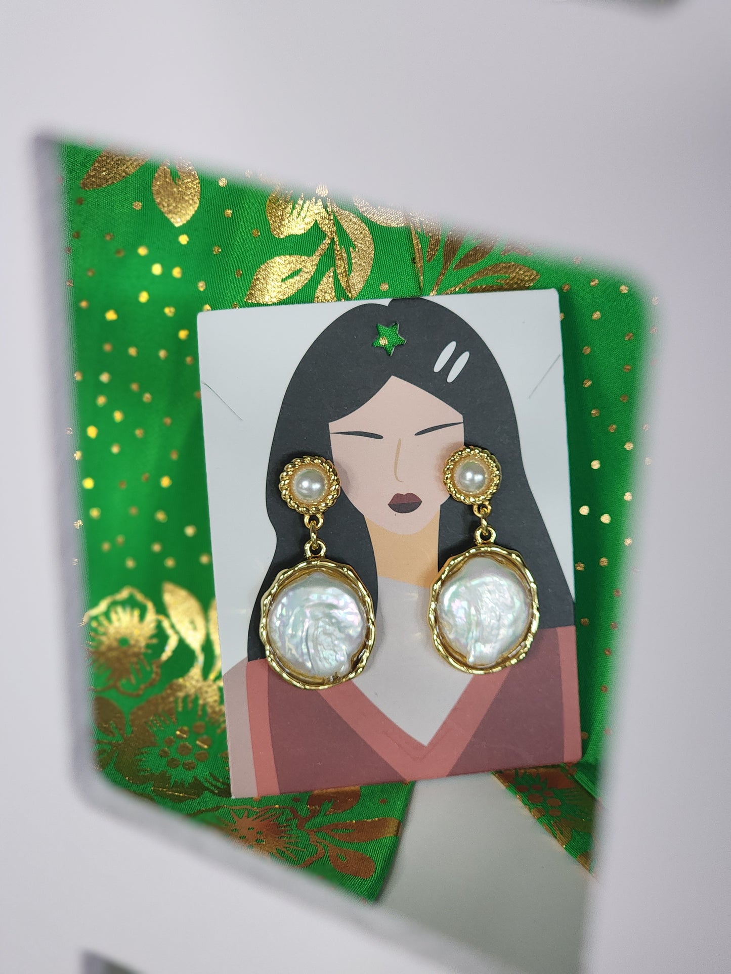 Moon Tide Natural Pearl Baroque Stud Dangle Earrings