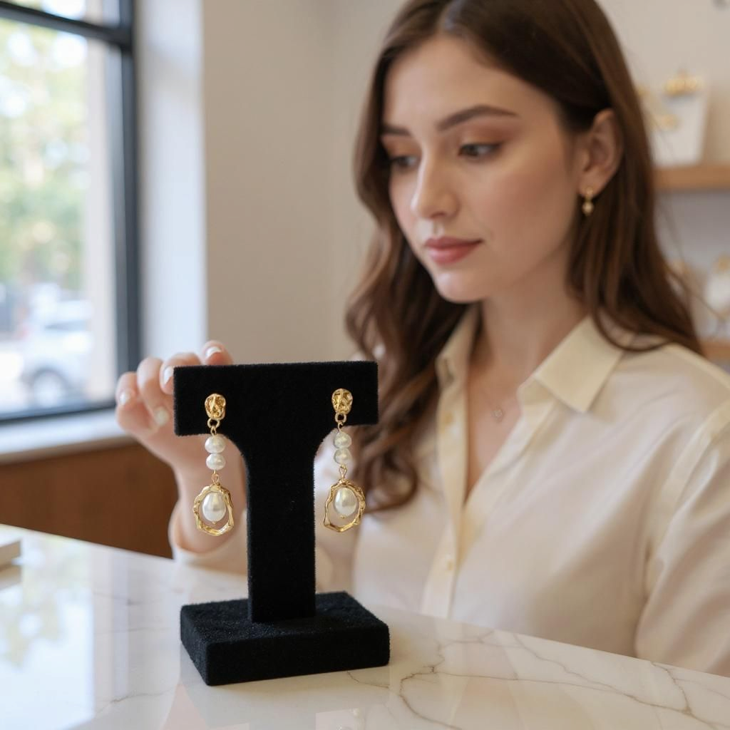 Luna Luxe Gold Pearl Drop Earrings