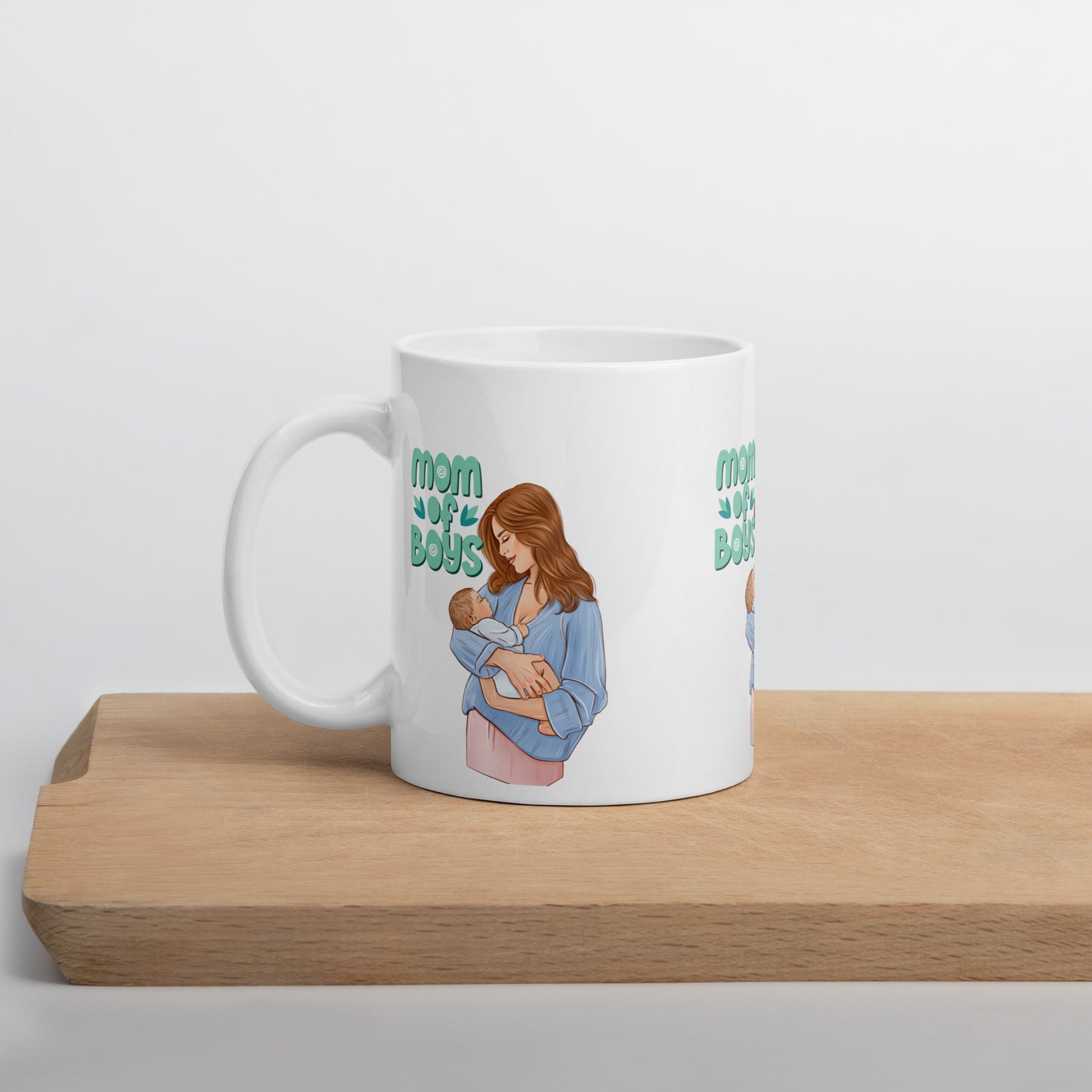 Mom of Boys White Glossy Mug