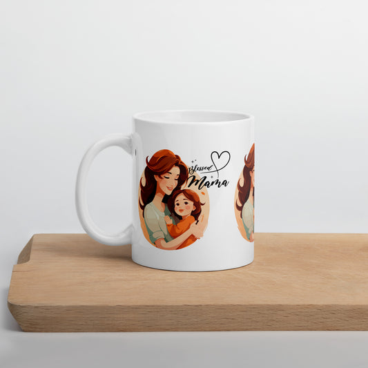 Blessed Mama White Ceramic Mug