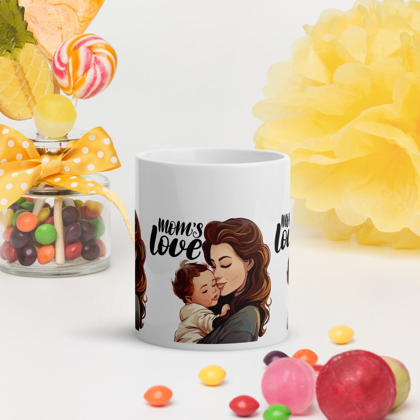 Mom's Love White Glossy Mug