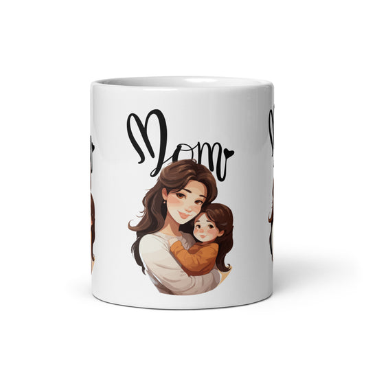 Mom Hug White Glossy Mug