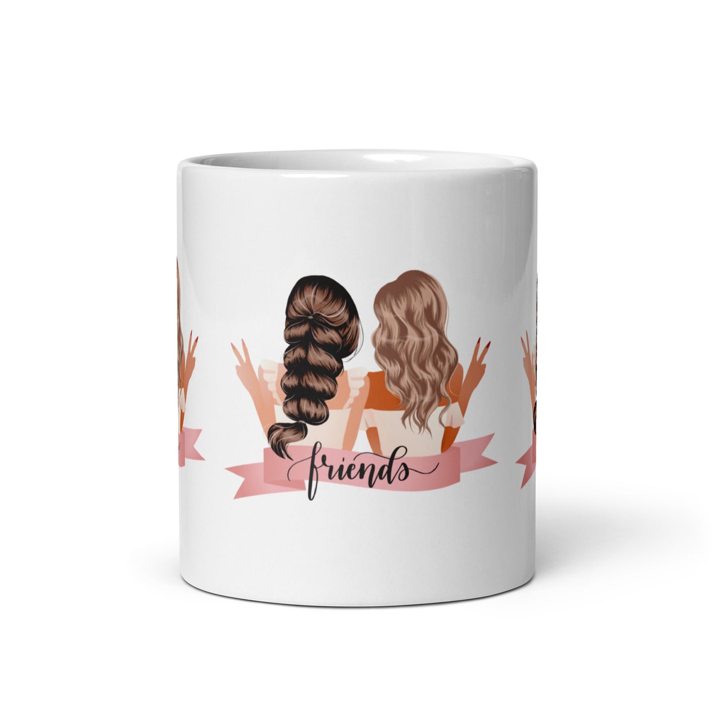 Friendship in Every Sip: White Glossy Mug