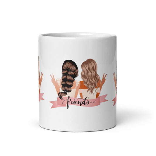 Friendship in Every Sip: White Glossy Mug