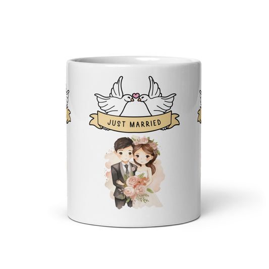 Wedding Doves Just Married Celebration Mug