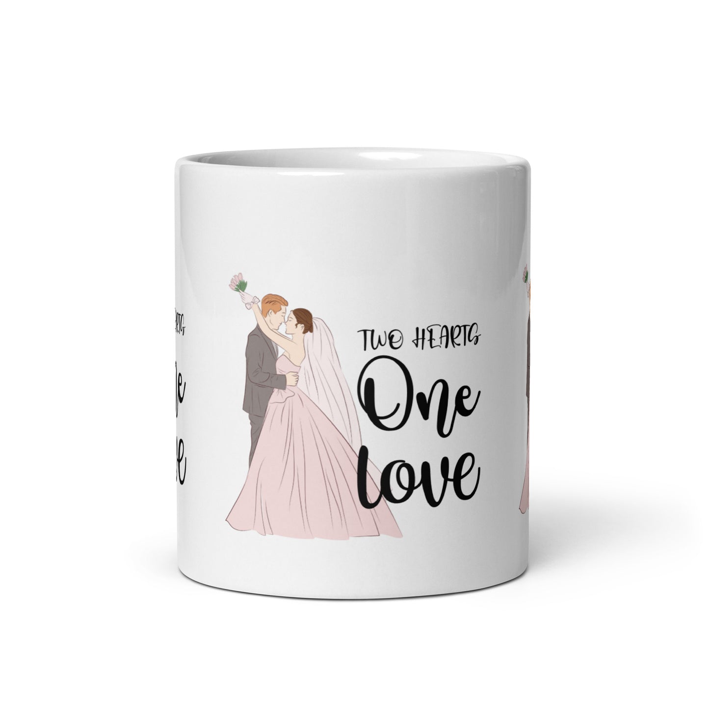 Two Hearts One Love: Classic White Wedding Mug