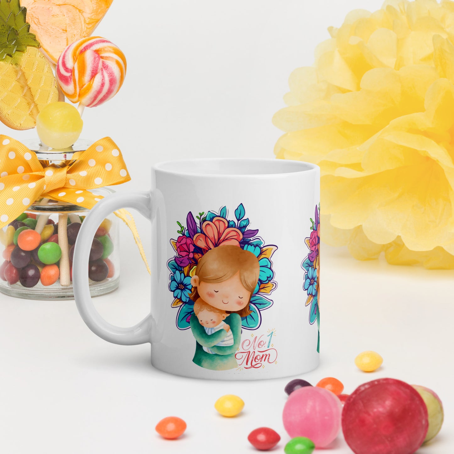 No. 1 Mom White Glossy Mug