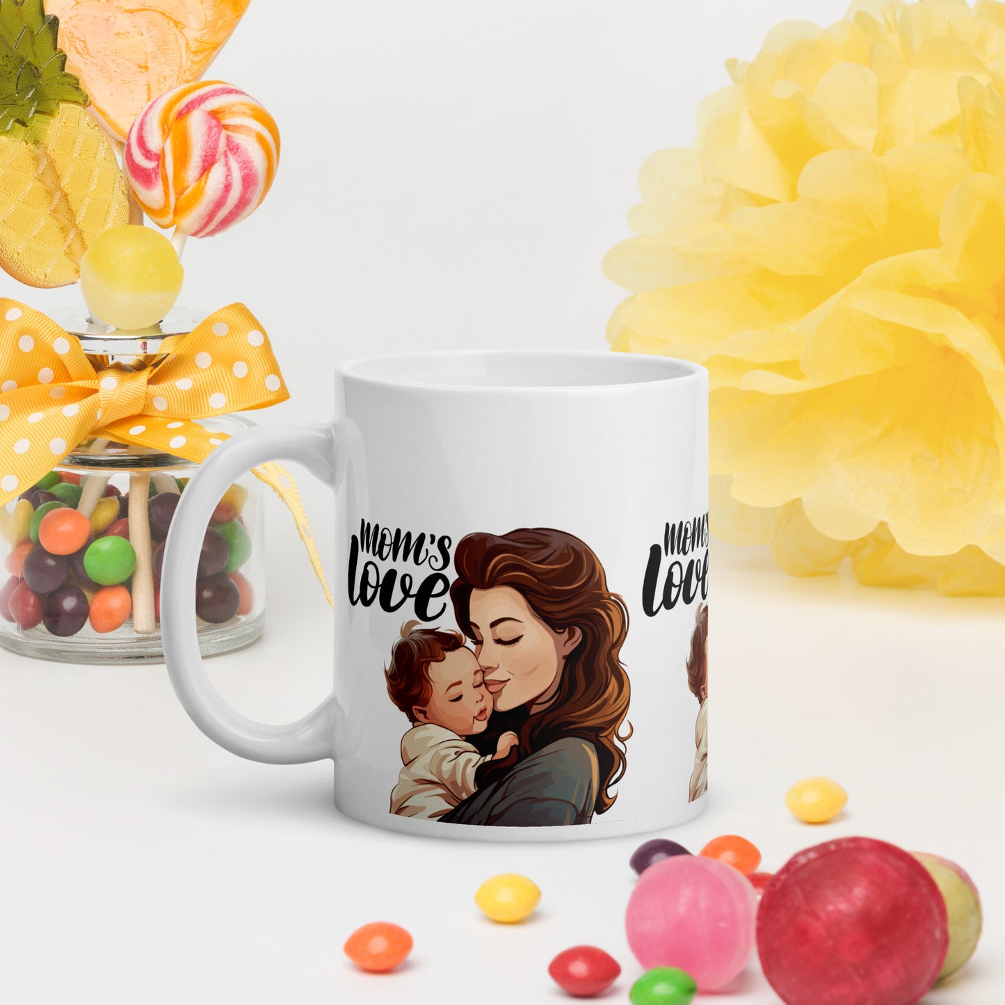 Mom's Love White Glossy Mug