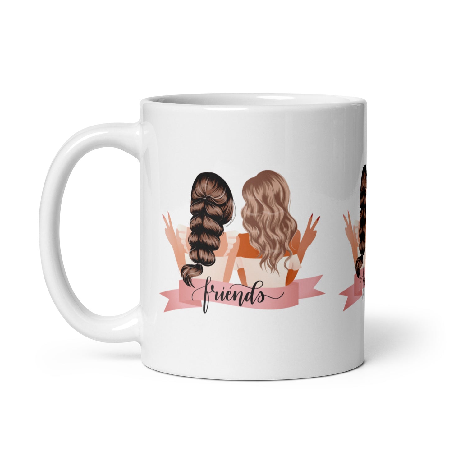 Friendship in Every Sip: White Glossy Mug