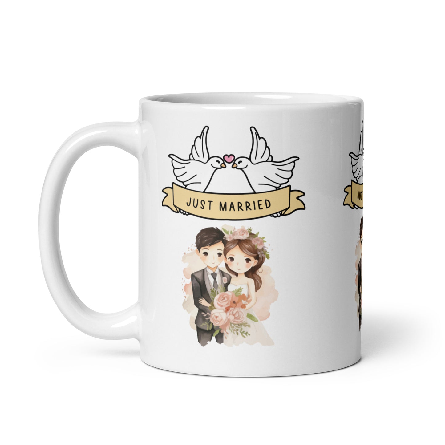 Wedding Doves Just Married Celebration Mug