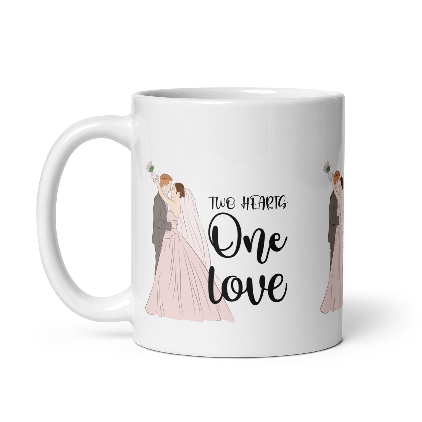 Two Hearts One Love: Classic White Wedding Mug