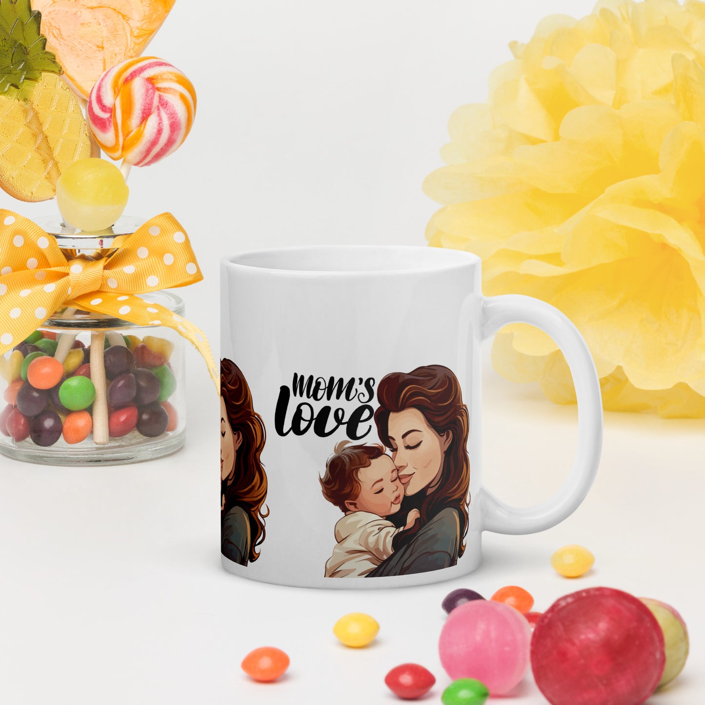 Mom's Love White Glossy Mug