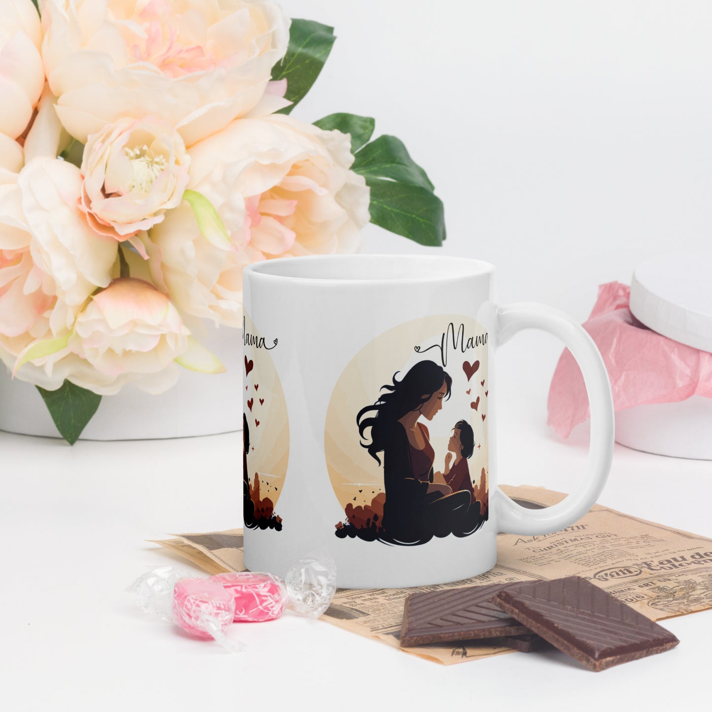 Mama White Glossy Mug