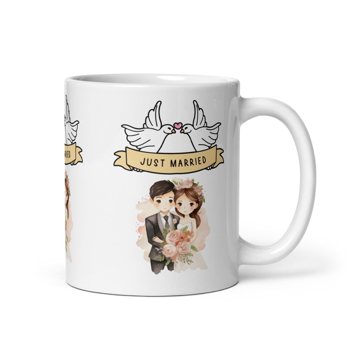 Wedding Doves Just Married Celebration Mug