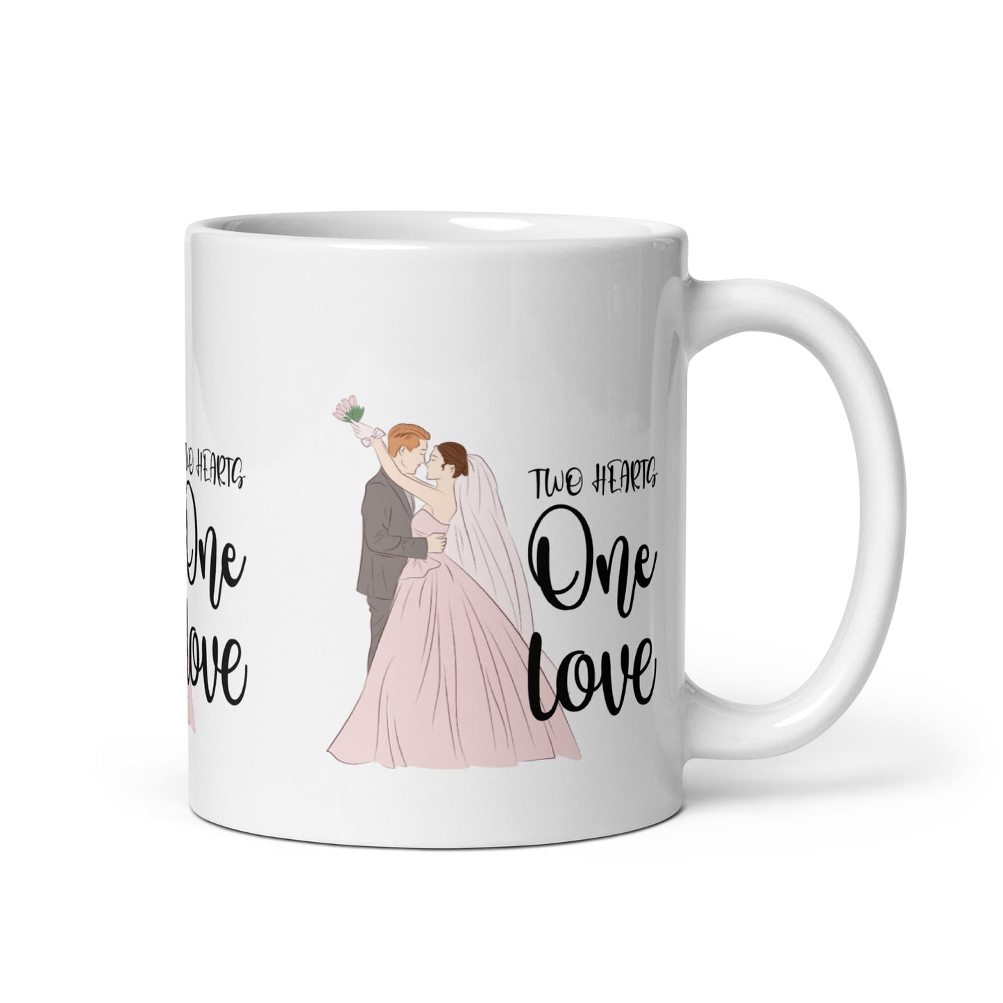 Two Hearts One Love: Classic White Wedding Mug