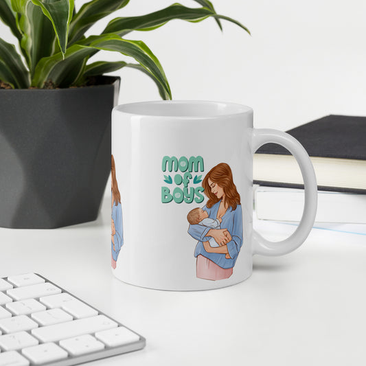 Mom of Boys White Glossy Mug